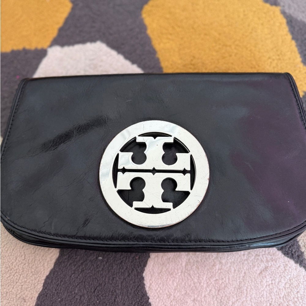 Black Clutch with Silver Logo